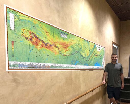 2025 Appalachian Trail Map – 10 Feet Wide, On Professional Canvas – Calm Hypsometric Colored Version