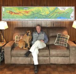 Alternative view of 2026 Appalachian Trail Map – 10 Feet Wide, On Professional Canvas – Calm Hypsometric Colored Version