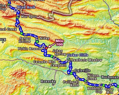 2025 Appalachian Trail Map – 10 Feet Wide, On Professional Canvas – Calm Hypsometric Colored Version - Image 4