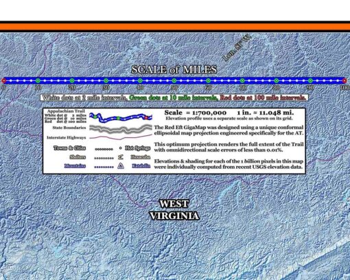 2025 Appalachian Trail Map – 10 Feet Wide, On Professional Canvas – State Colored Version - Image 7